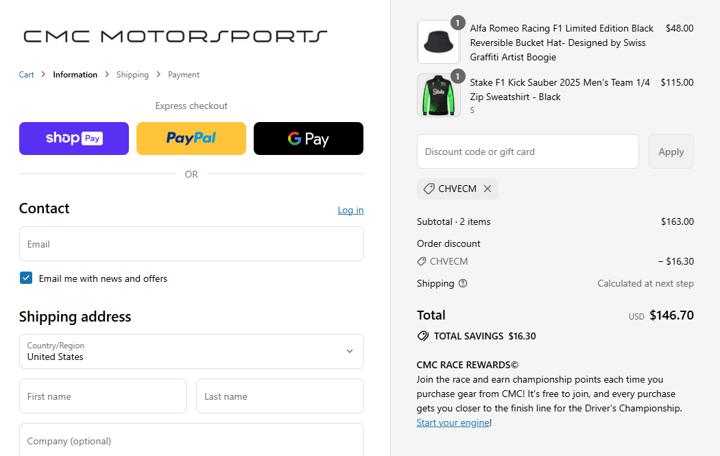 Coupon proof CHVECM