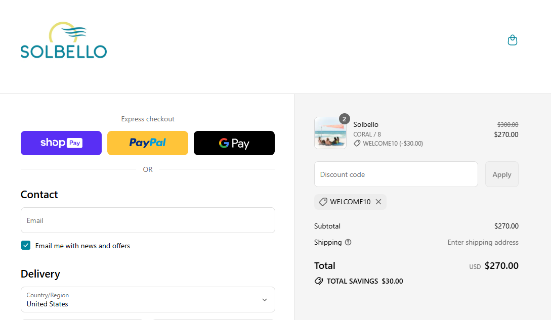 Coupon proof WELCOME10