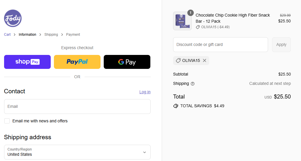 Coupon proof OLIVIA15