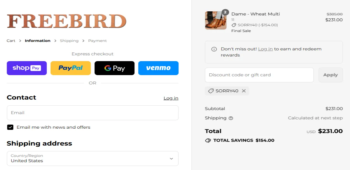 Coupon proof SORRY40