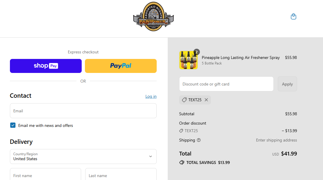 Coupon proof TEXT25