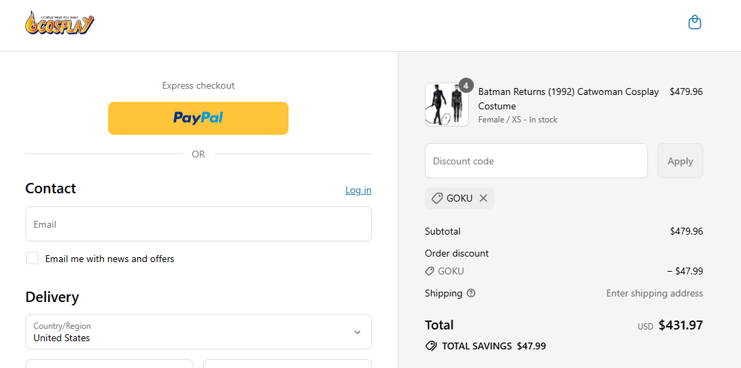 Coupon proof GOKU