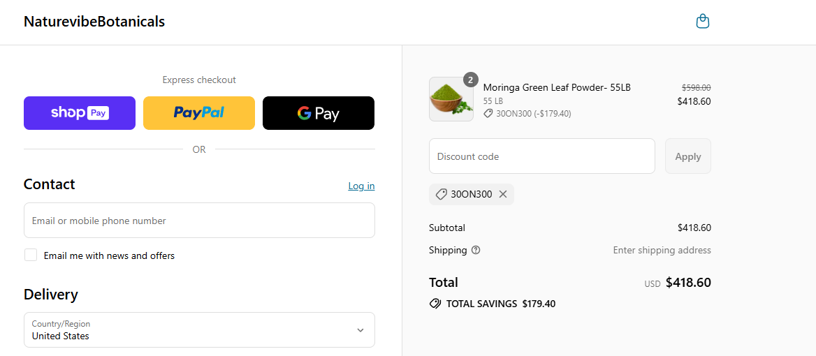 Coupon proof 30ON300