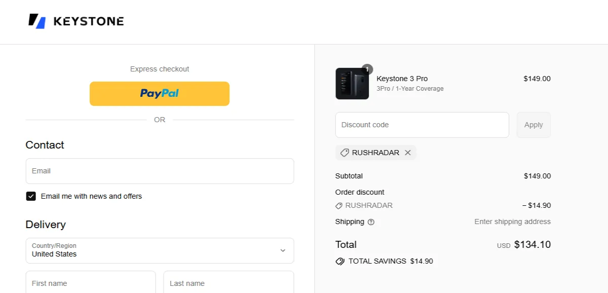 Coupon proof RUSHRADAR
