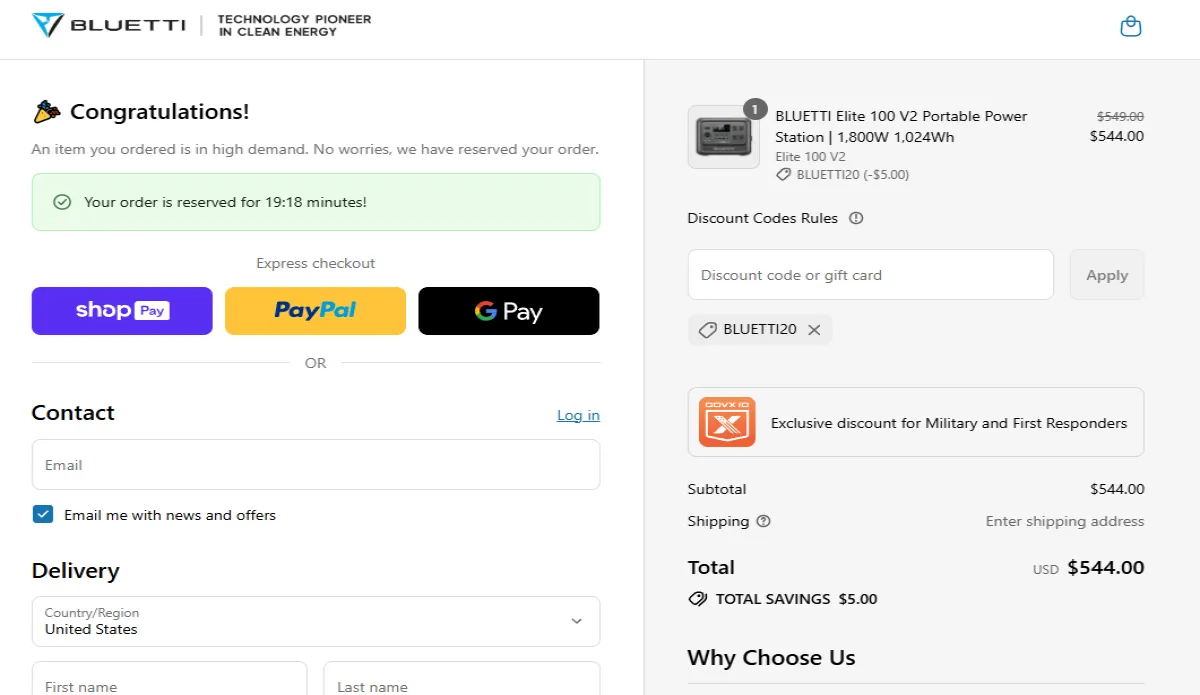 Coupon proof BLUETTI20