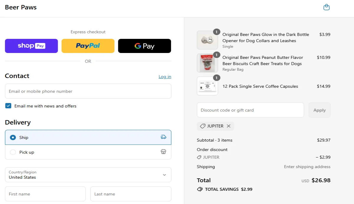 Coupon proof JUPITER