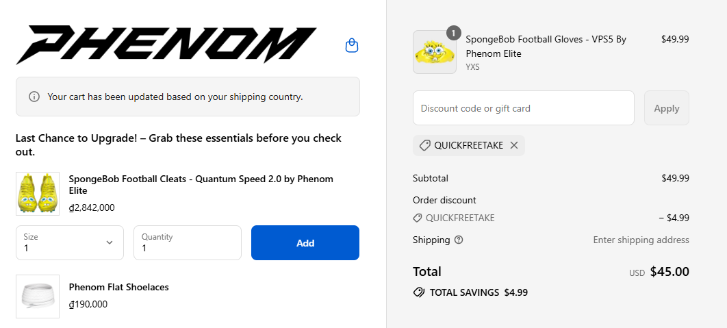 Coupon proof QUICKFREETAKE