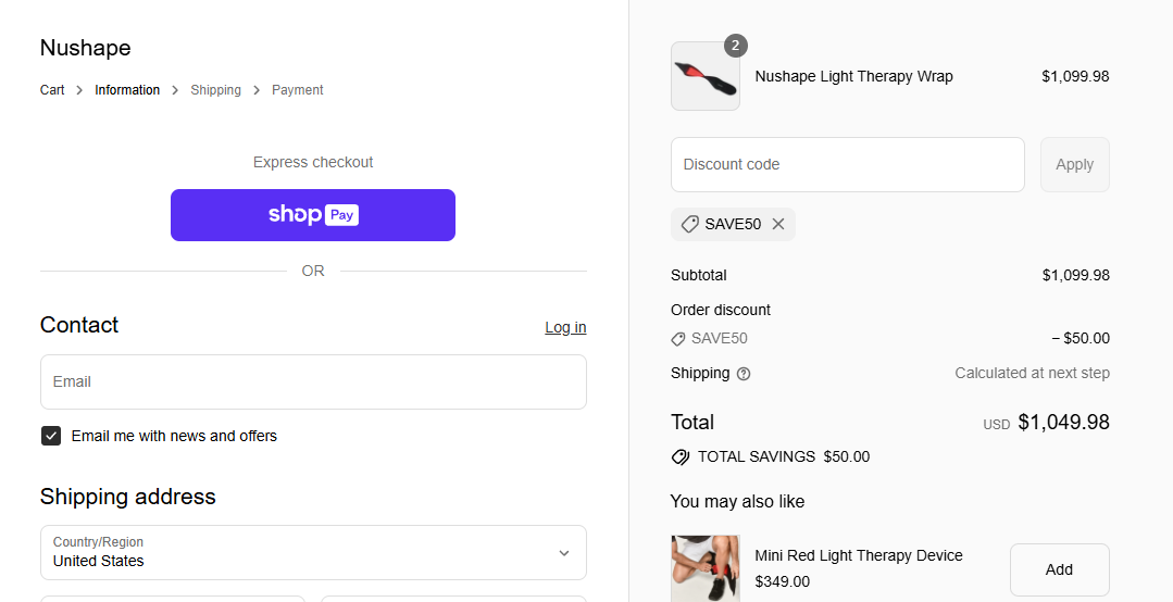 Coupon proof SAVE50