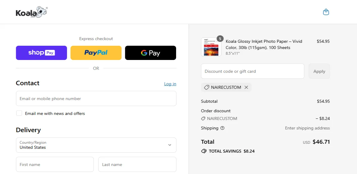 Coupon proof NAIRECUSTOM