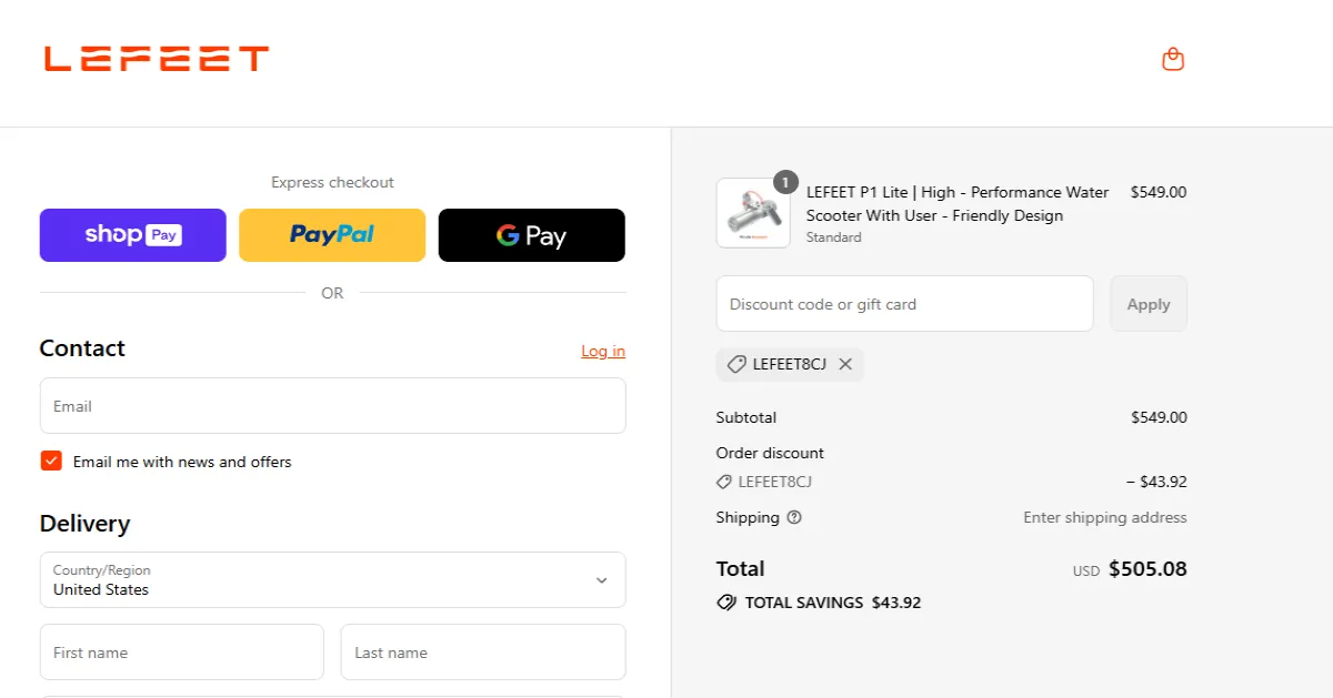Coupon proof LEFEET8CJ
