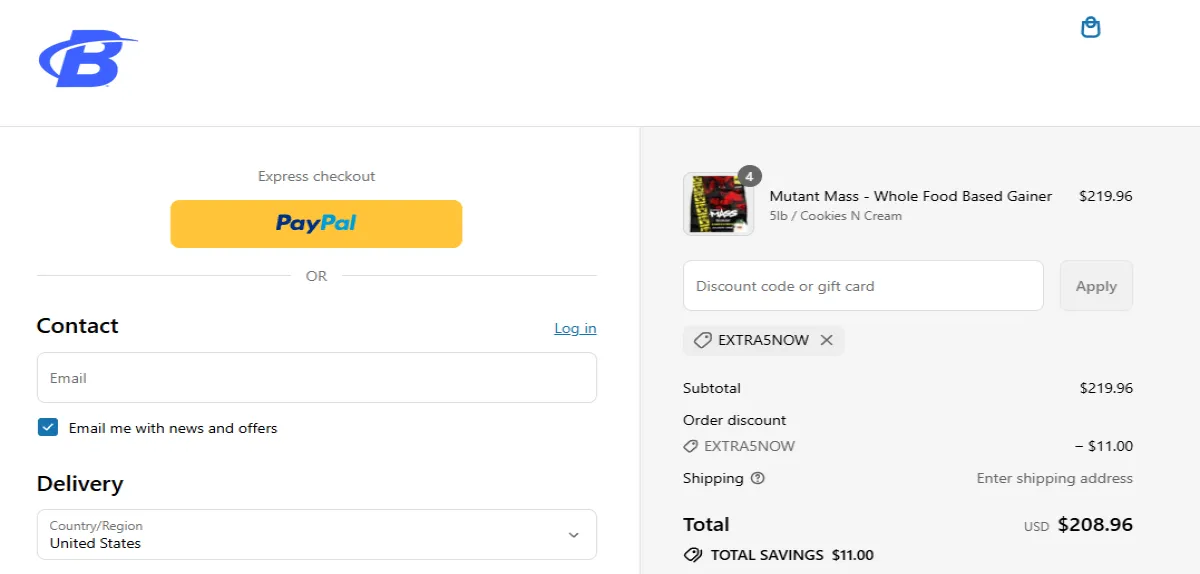 Coupon proof EXTRA5NOW