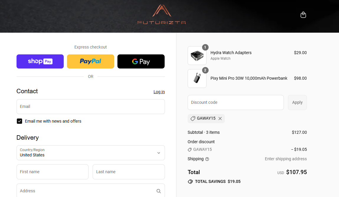 Coupon proof GAWAY15