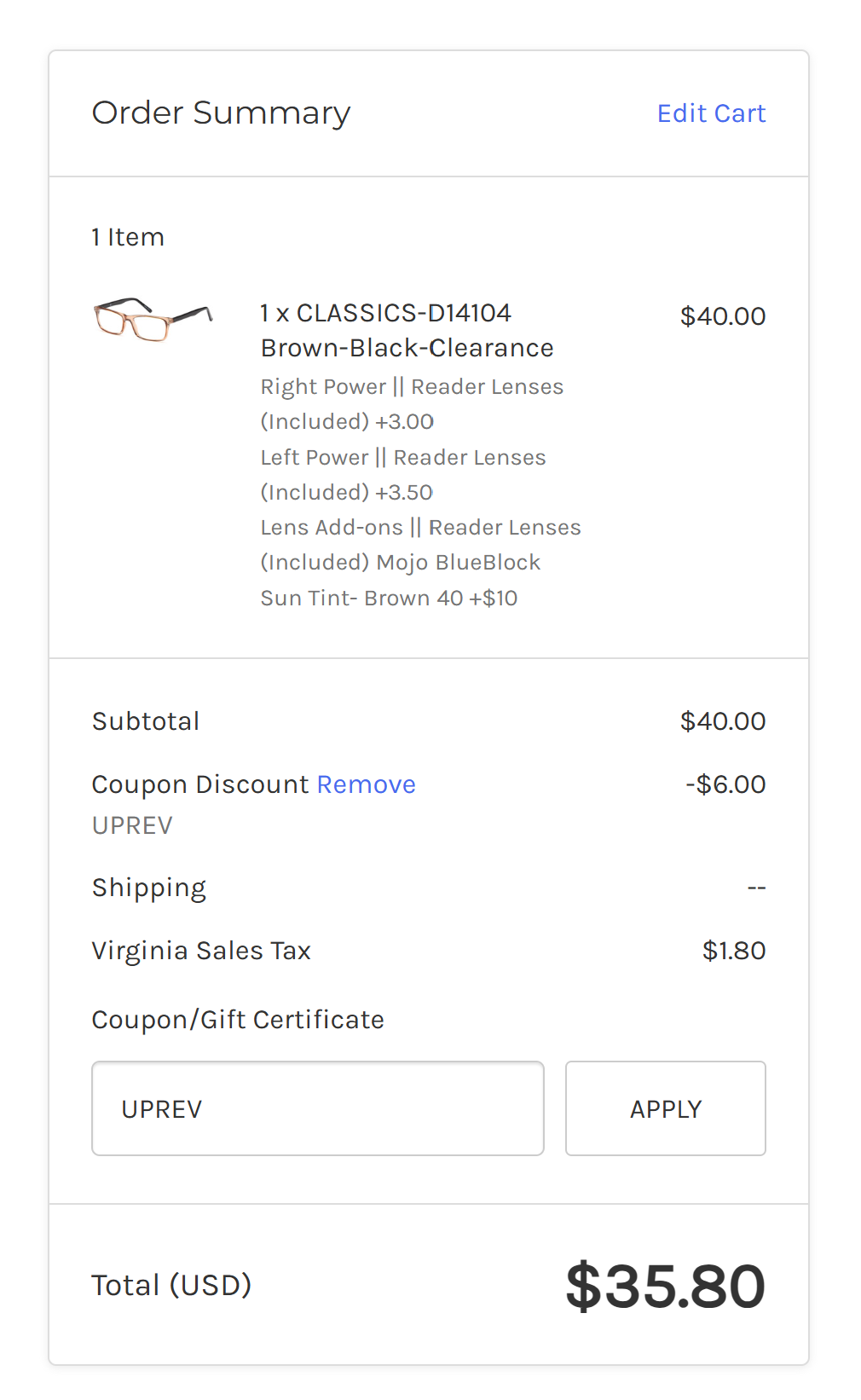 Coupon proof UPREV