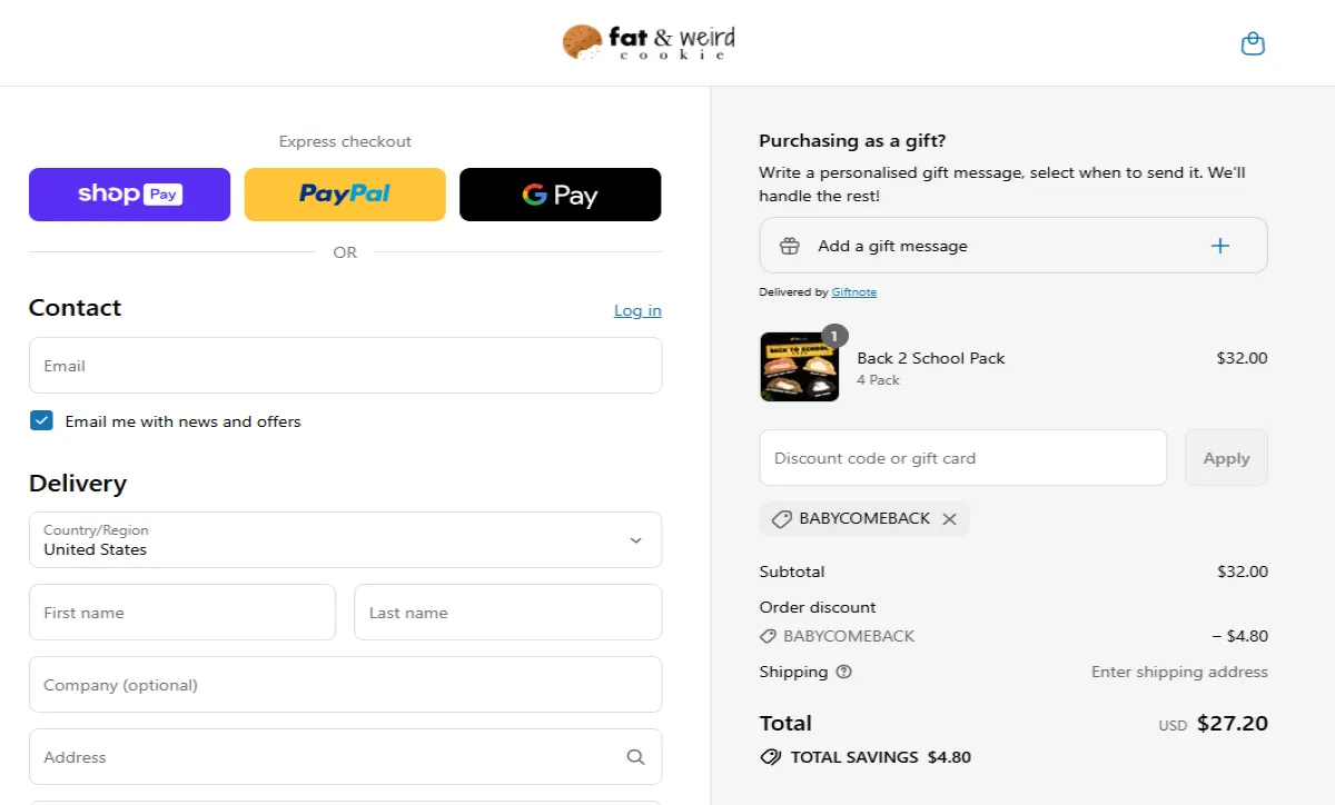 Coupon proof BABYCOMEBACK