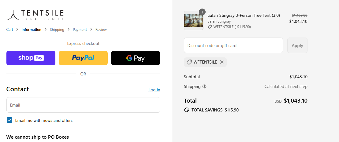 Coupon proof WFTENTSILE
