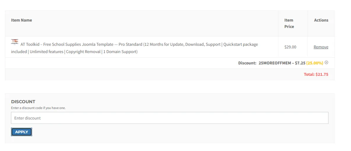 Coupon proof 25MOREOFFMEM