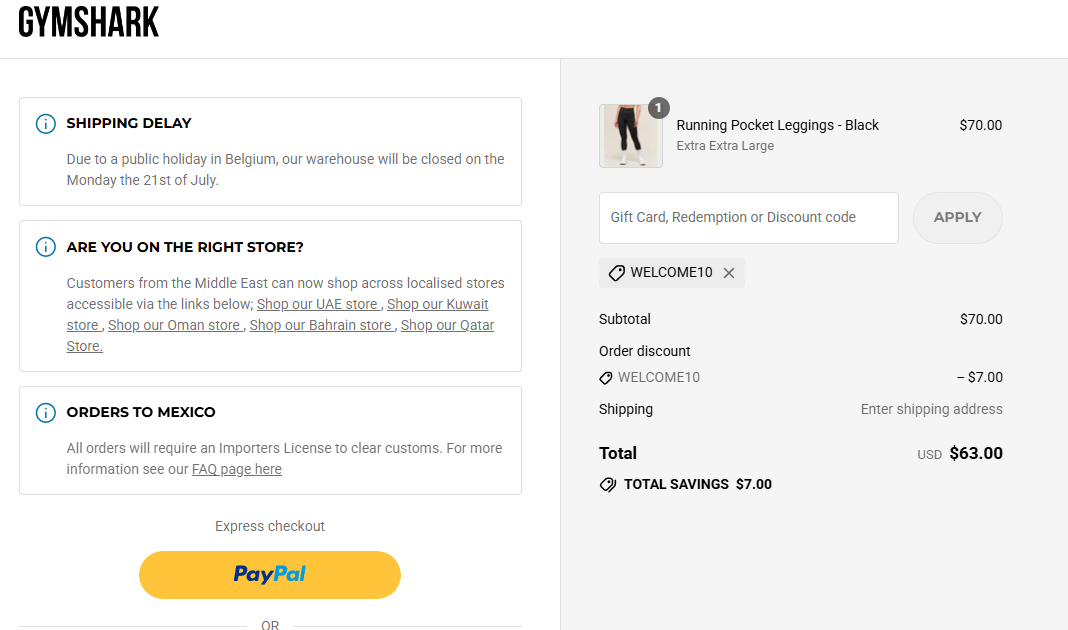 Coupon proof WELCOME10