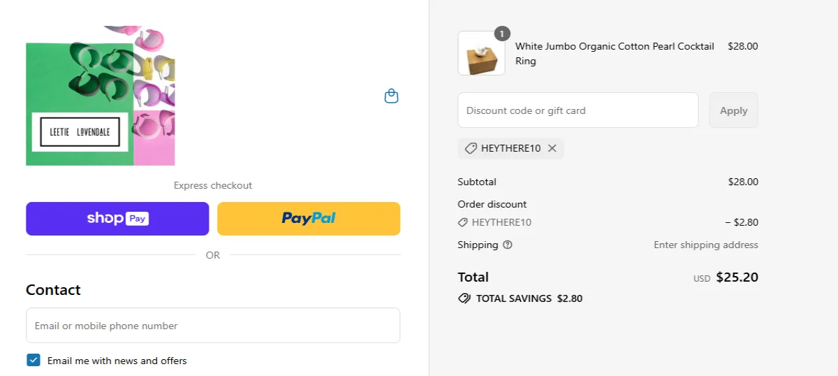 Coupon proof HEYTHERE10