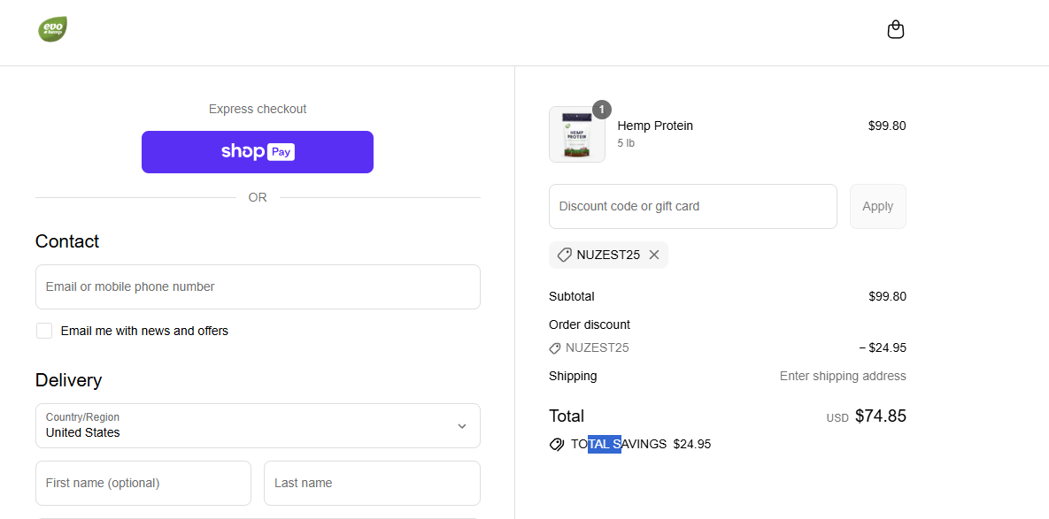 Coupon proof NUZEST25