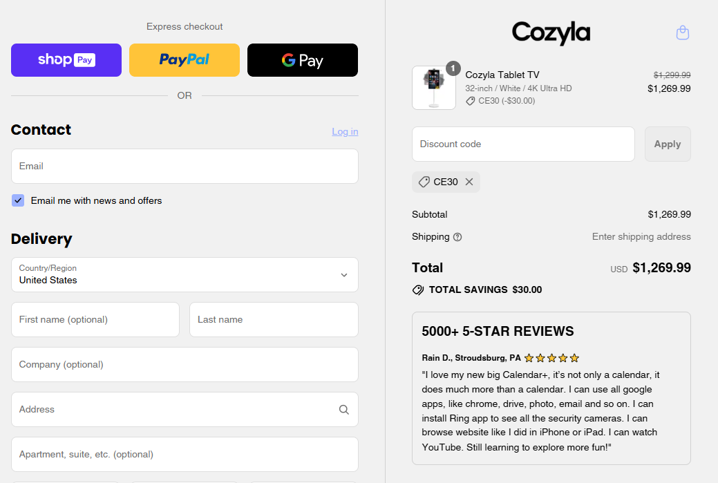 Coupon proof CE30