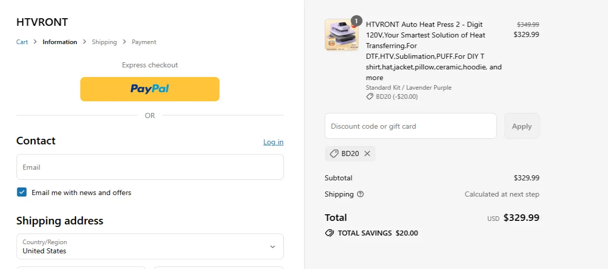 Coupon proof BD20
