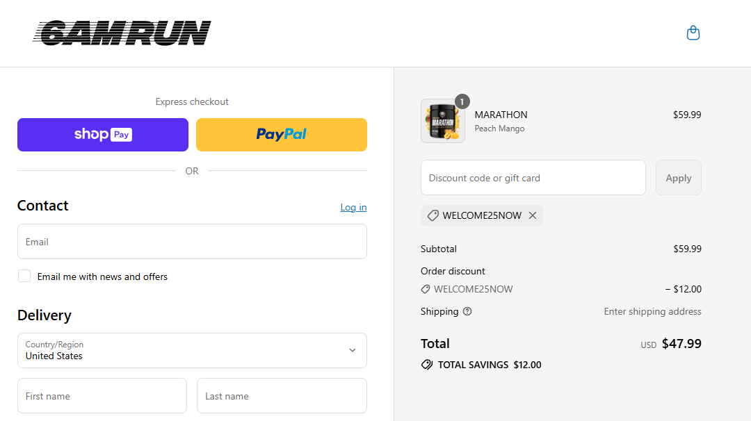 Coupon proof WELCOME25NOW