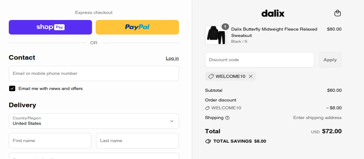 Coupon proof WELCOME10