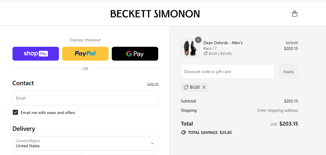 Coupon proof BU20