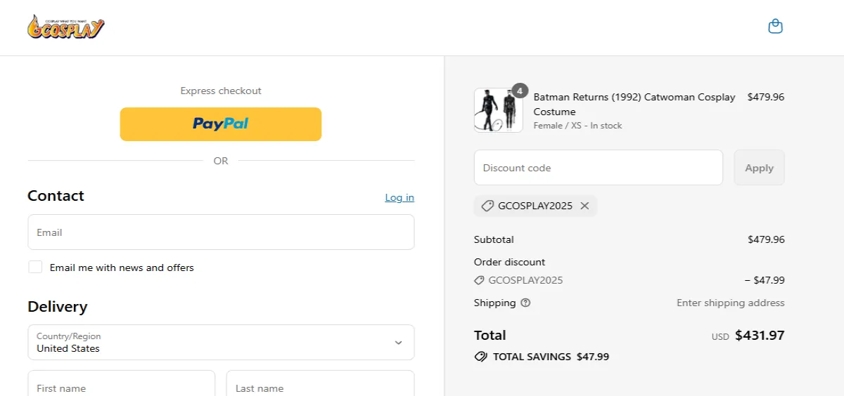 Coupon proof GCOSPLAY2025