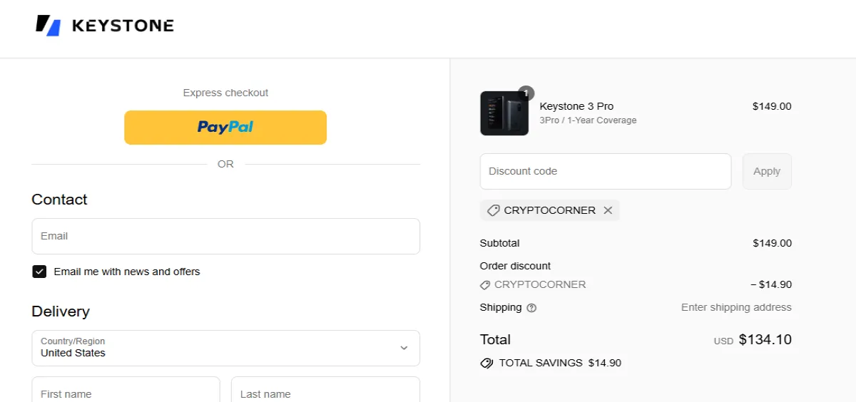 Coupon proof CRYPTOCORNER