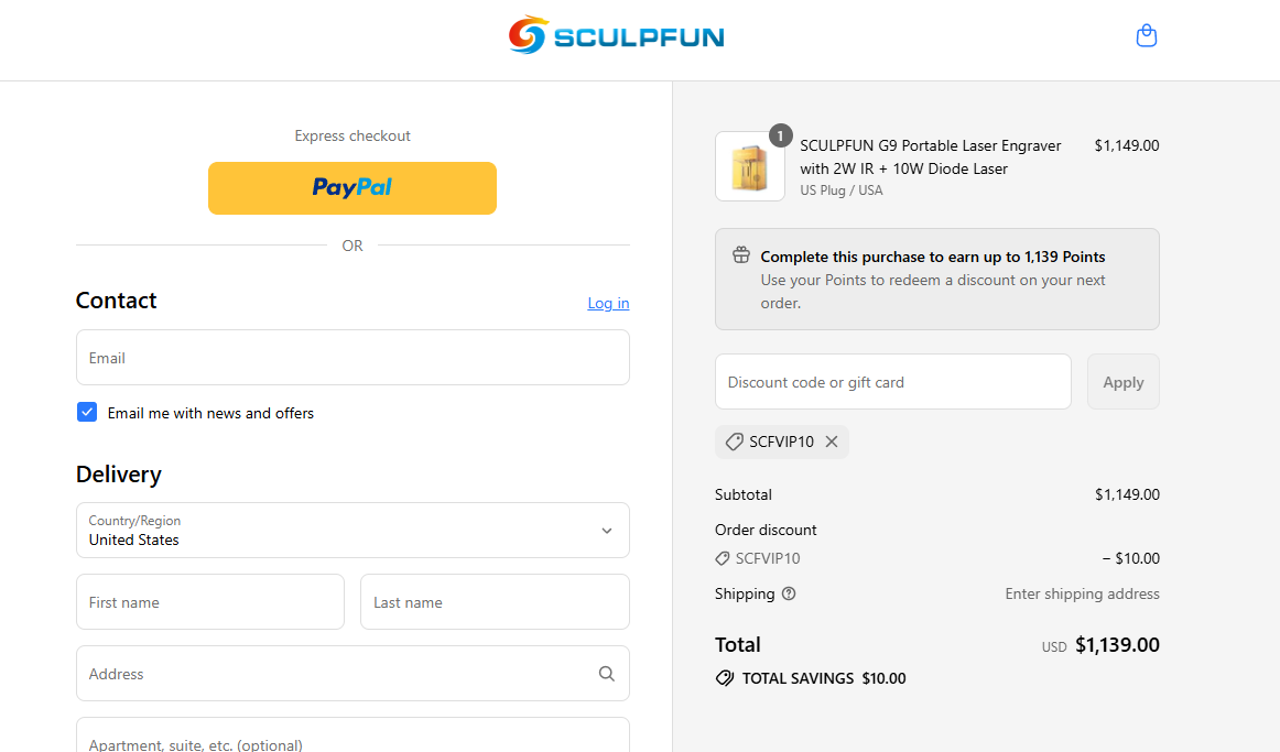 Coupon proof SCFVIP10
