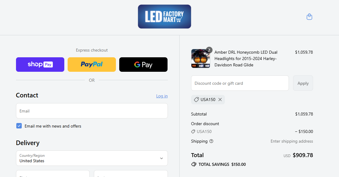 Coupon proof USA150