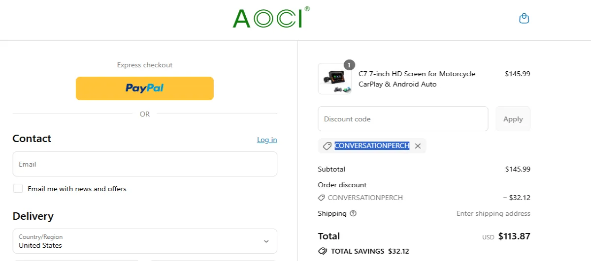 Coupon proof CONVERSATIONPERCH