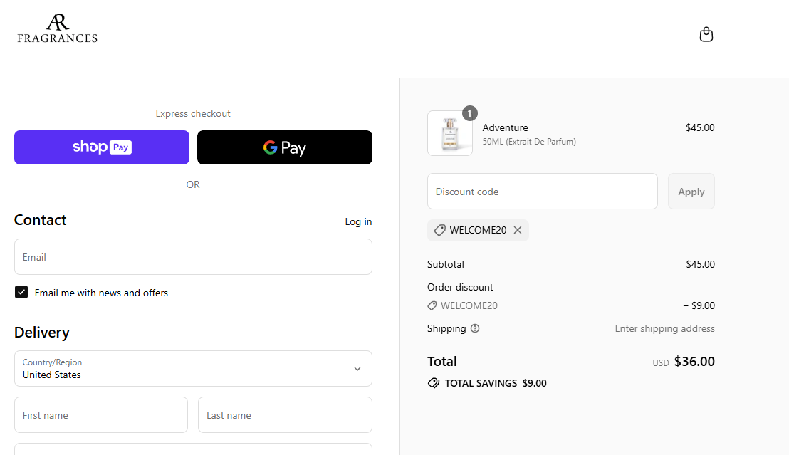 Coupon proof WELCOME20