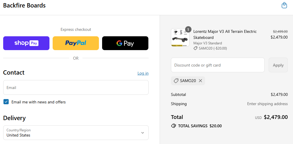 Coupon proof SAMO20