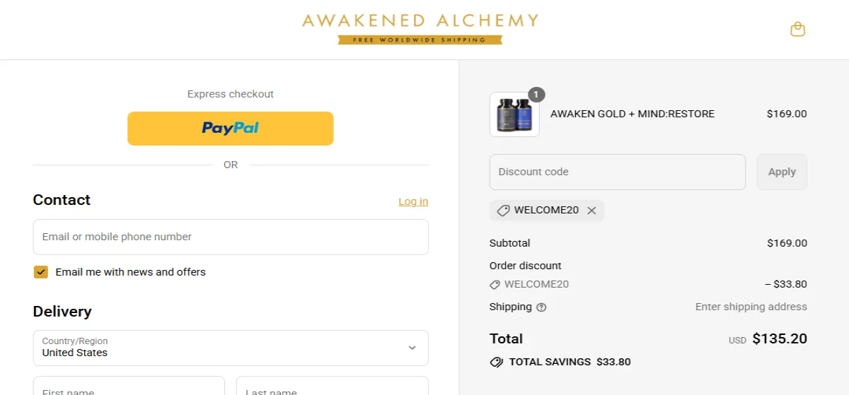 Coupon proof WELCOME20