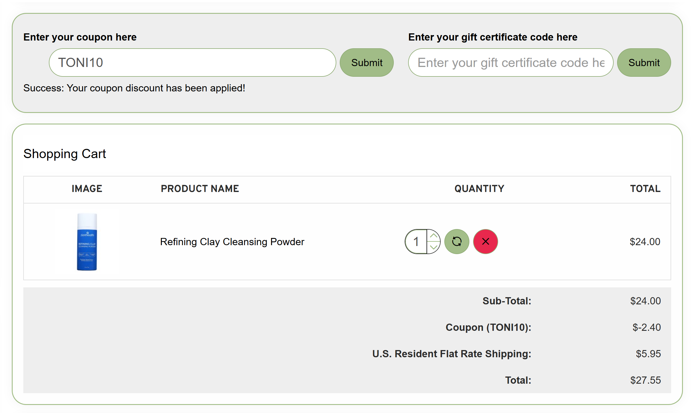 Coupon proof TONI10
