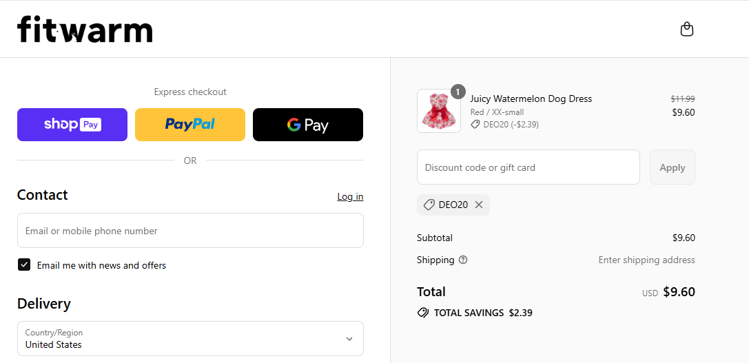 Coupon proof DEO20