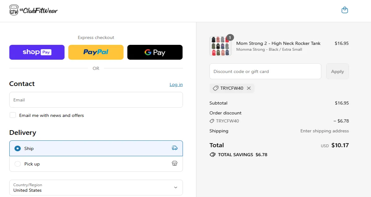 Coupon proof TRYCFW40