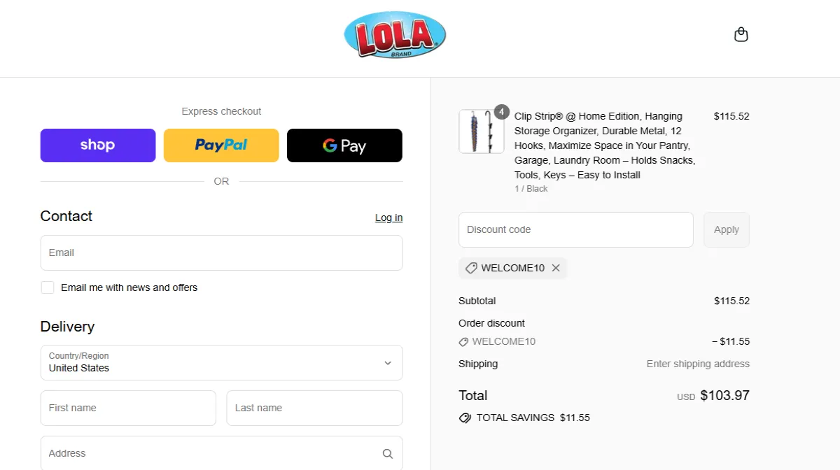 Coupon proof WELCOME10