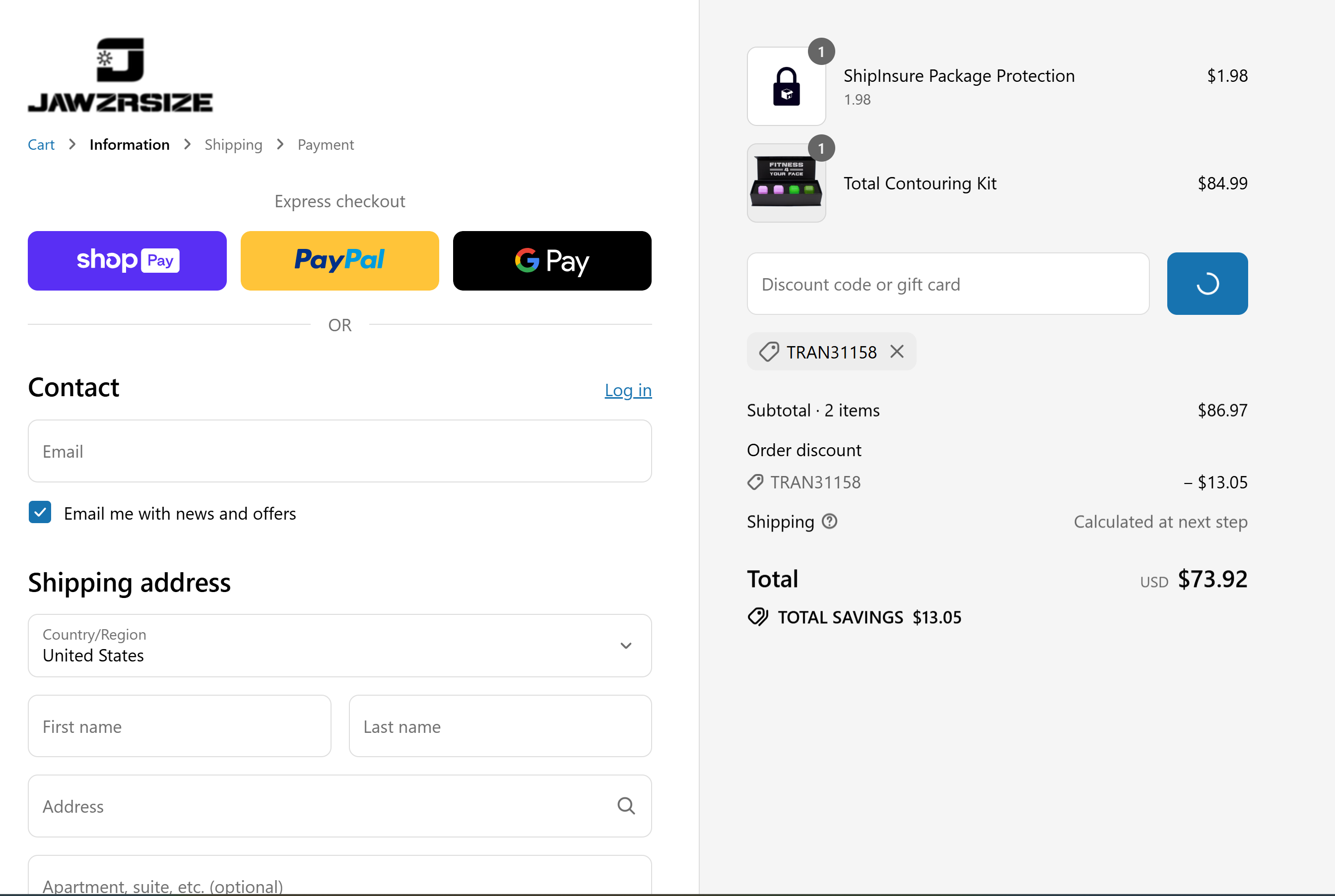 Coupon proof TRAN31158