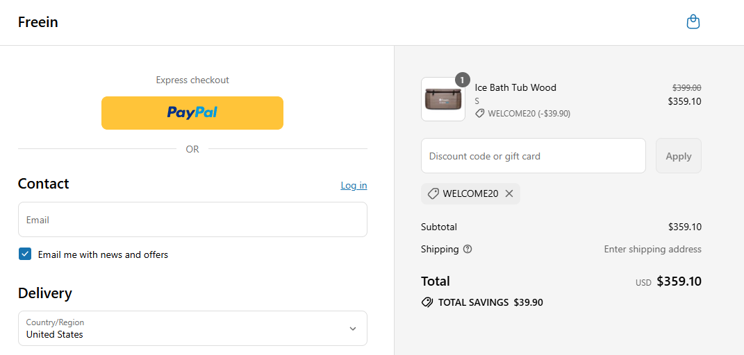 Coupon proof WELCOME20