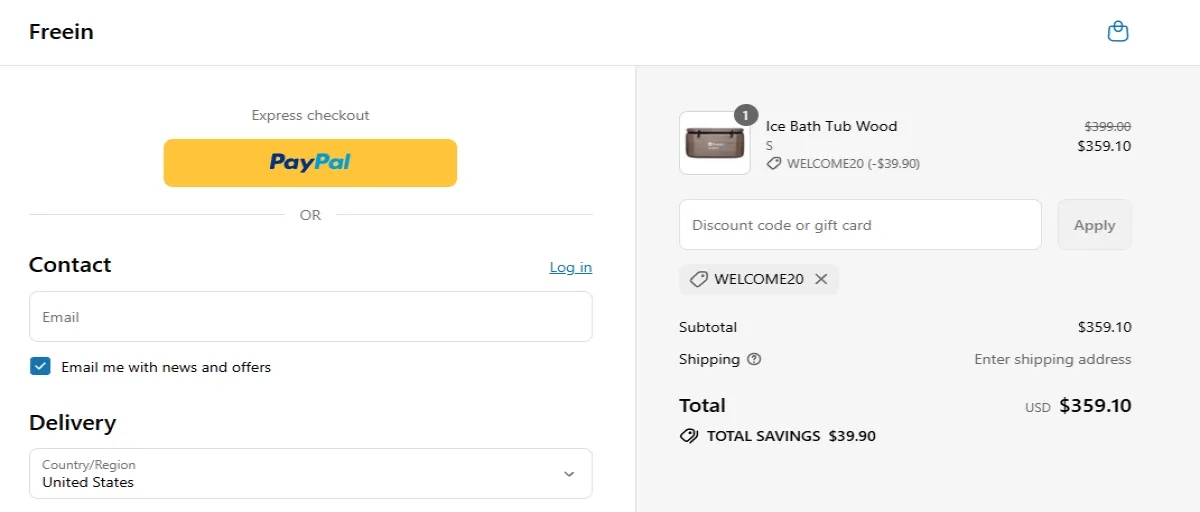 Coupon proof WELCOME20