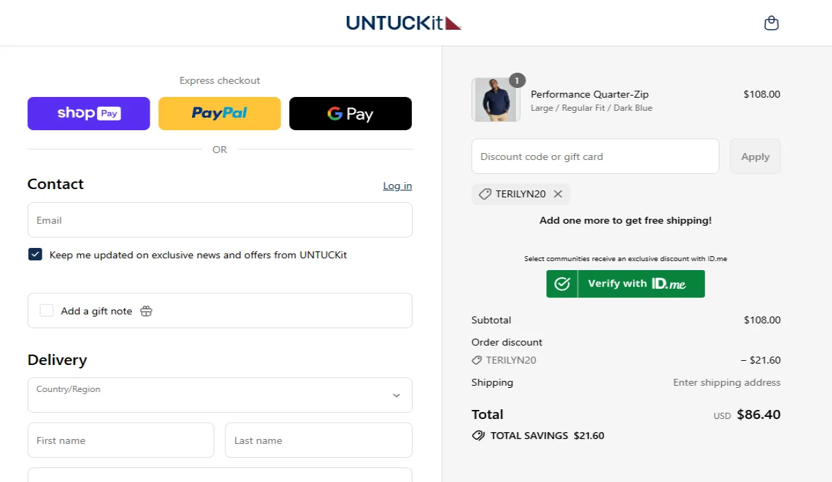 Coupon proof TERILYN20