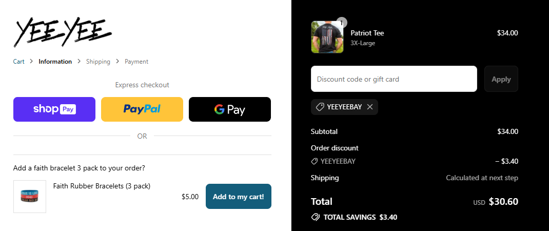Coupon proof YEEYEEBAY
