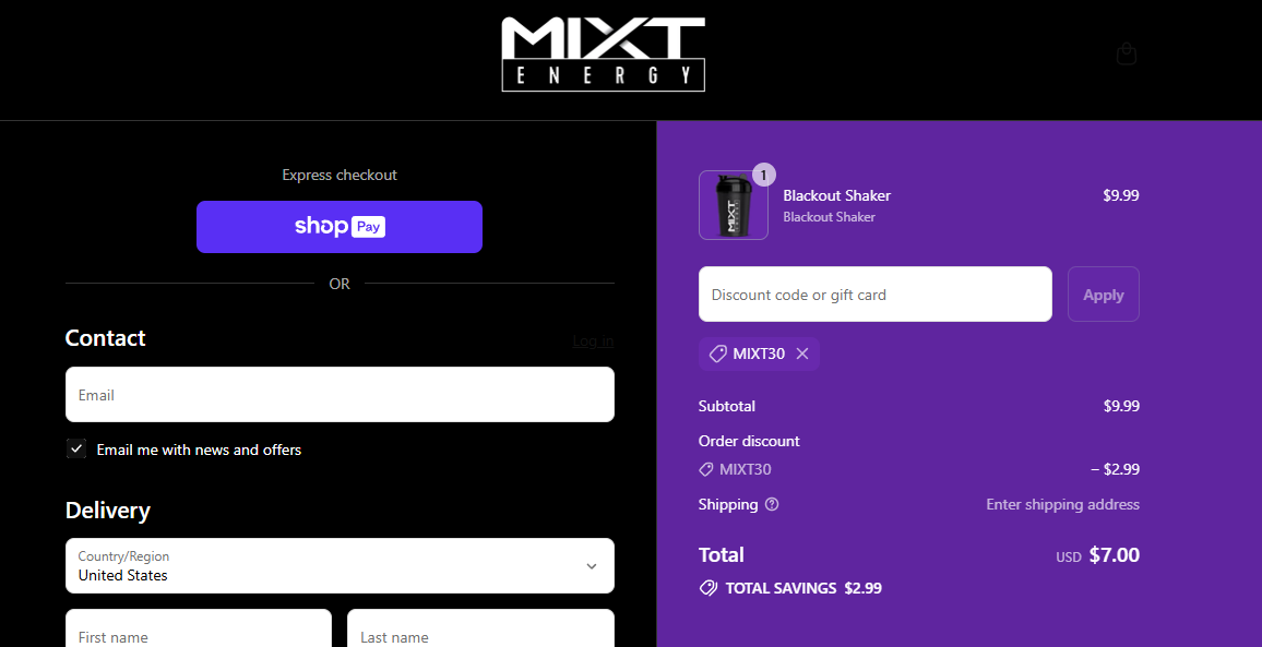 Coupon proof MIXT30