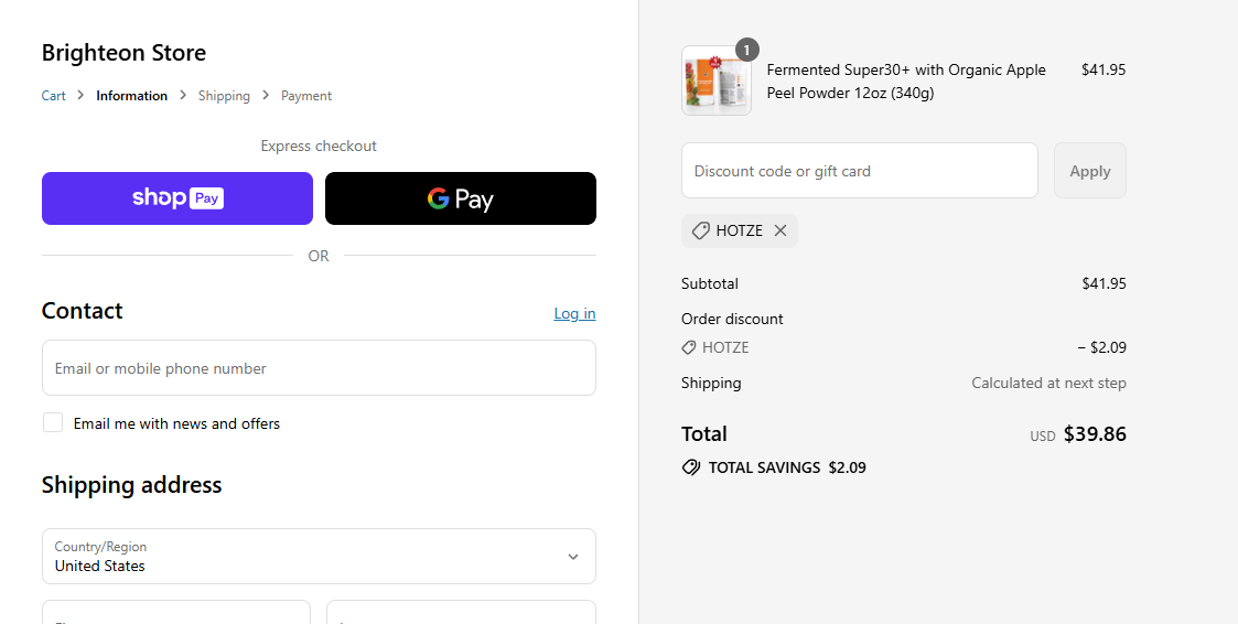 Coupon proof HOTZE