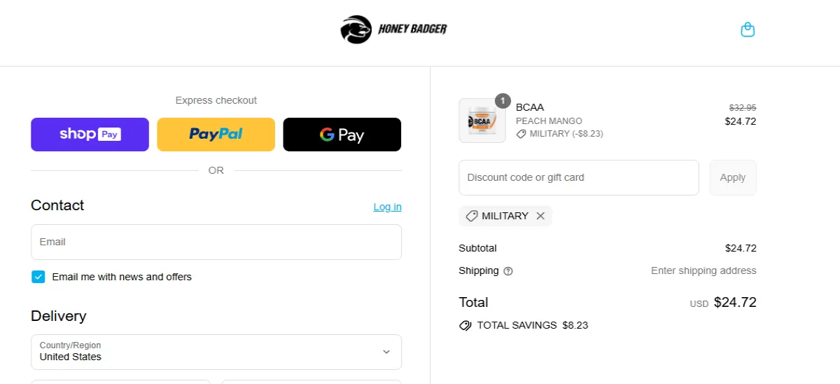 Coupon proof MILITARY