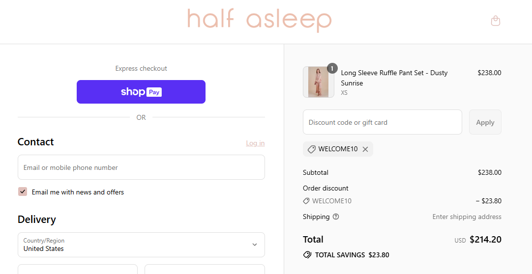 Coupon proof WELCOME10