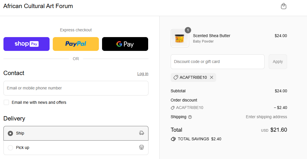 Coupon proof ACAFTRIBE10